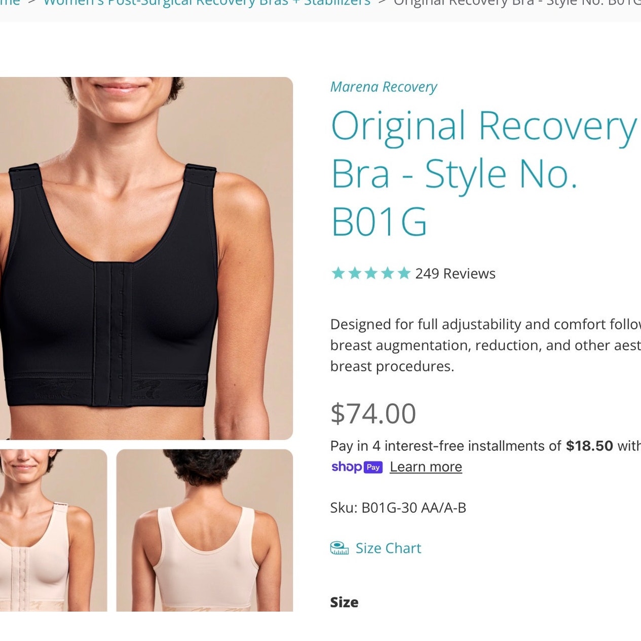 Nwot Marena Recovery Original Recovery Bra Front Hook Style No. B01g Size 40d — image 4 of 8